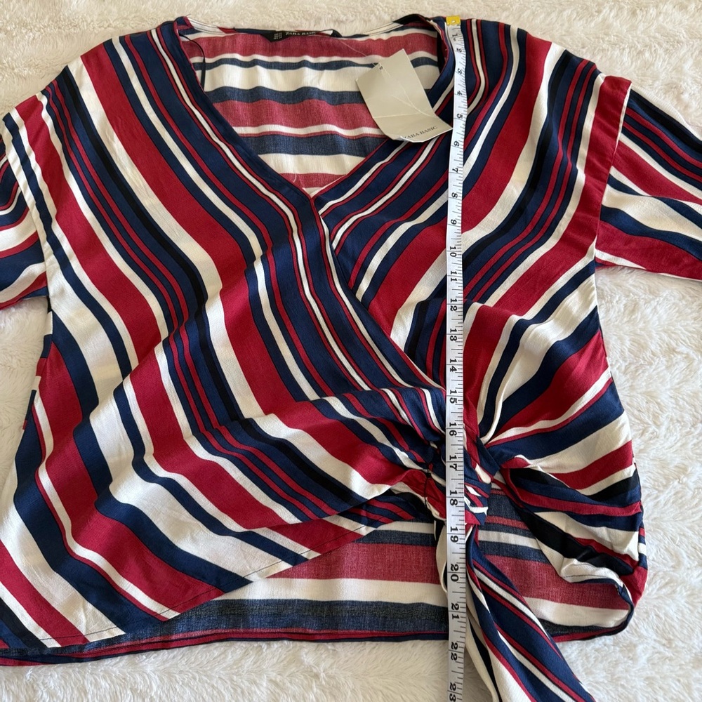 ZARA Striped V-Neck Top - Picture 11 of 13